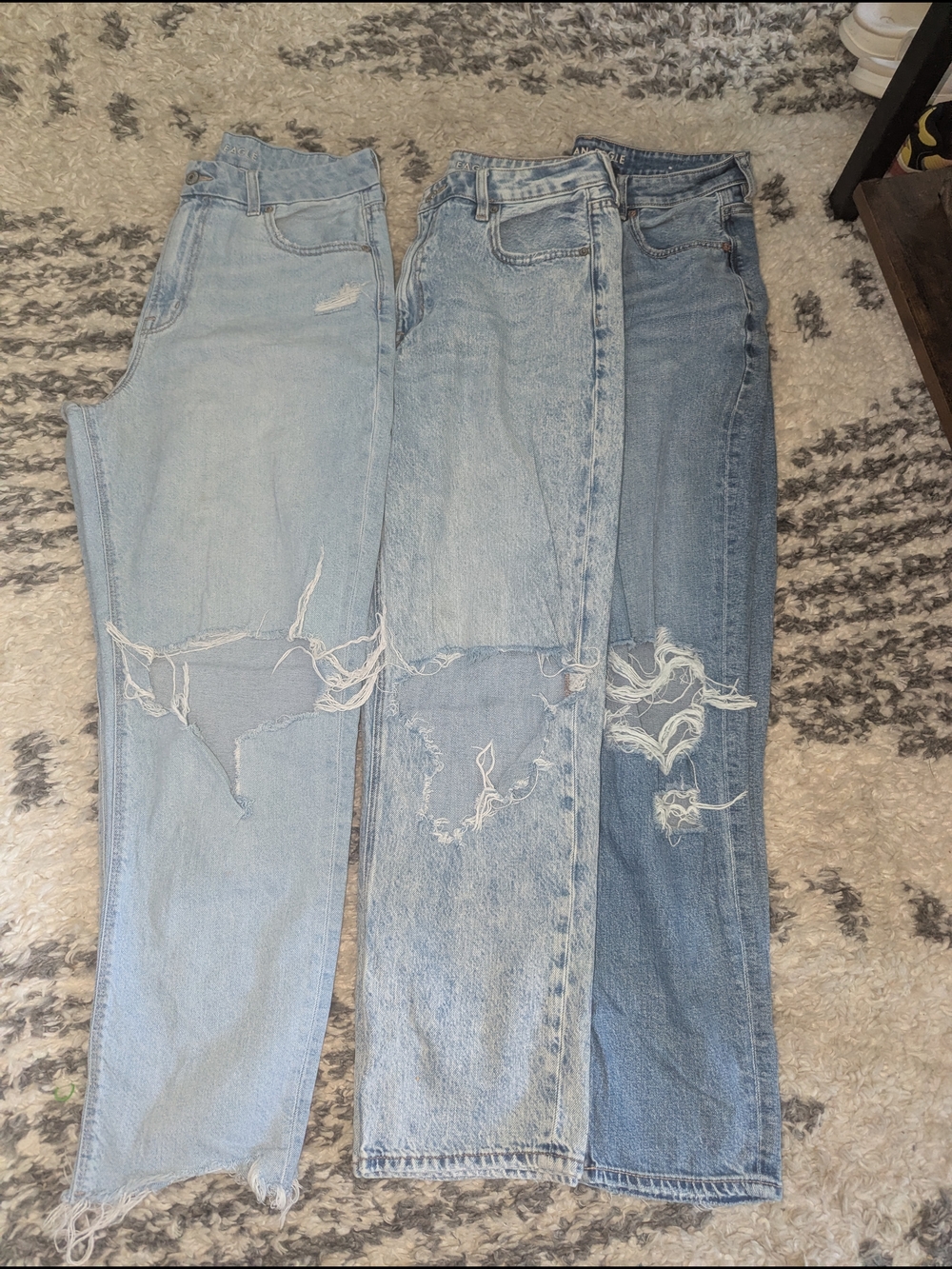 American Eagle Outfitters Distressed Light to Medium Wash Jeans Trio